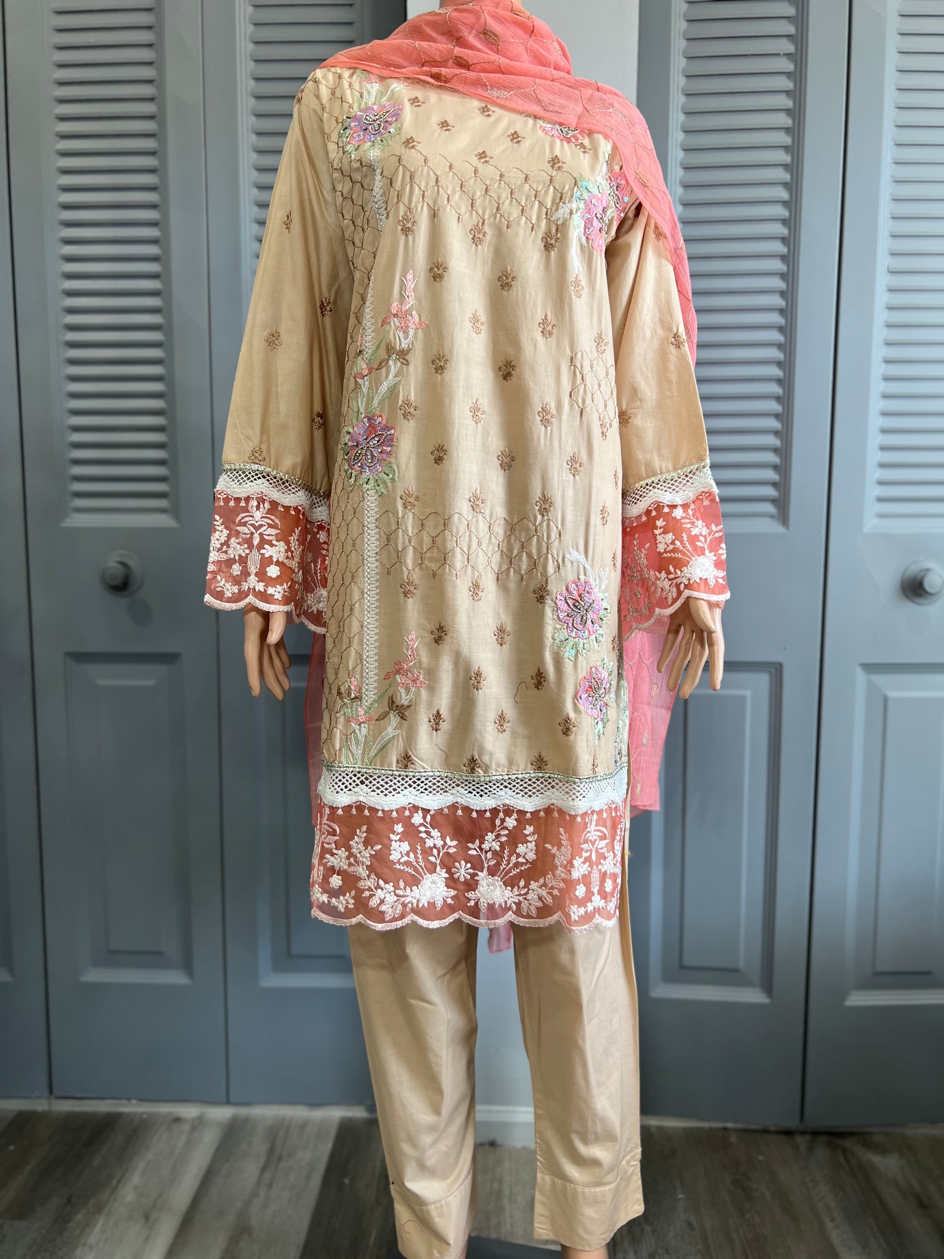 Cotton Embroidered Kameez Shalwar Suit Riwaj