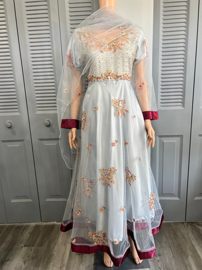 Elegant Long Embroidered Frok Riwaj