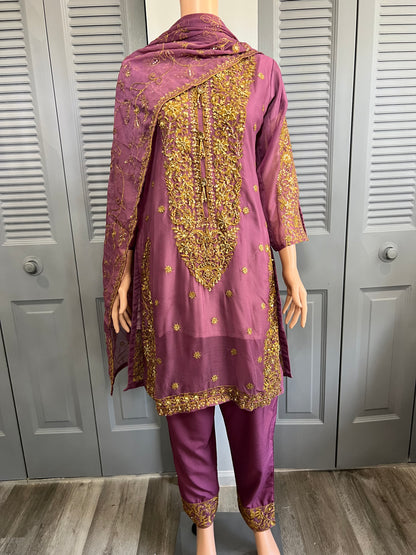 Full Embroidered Crinkle Georgette Kameez Shalwar Suit Riwaj