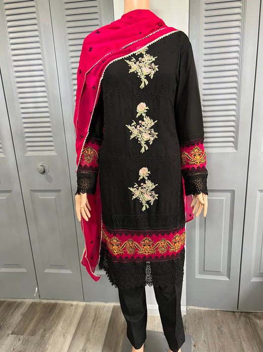 Cotton Chicken Kari Embroidered Suit Riwaj