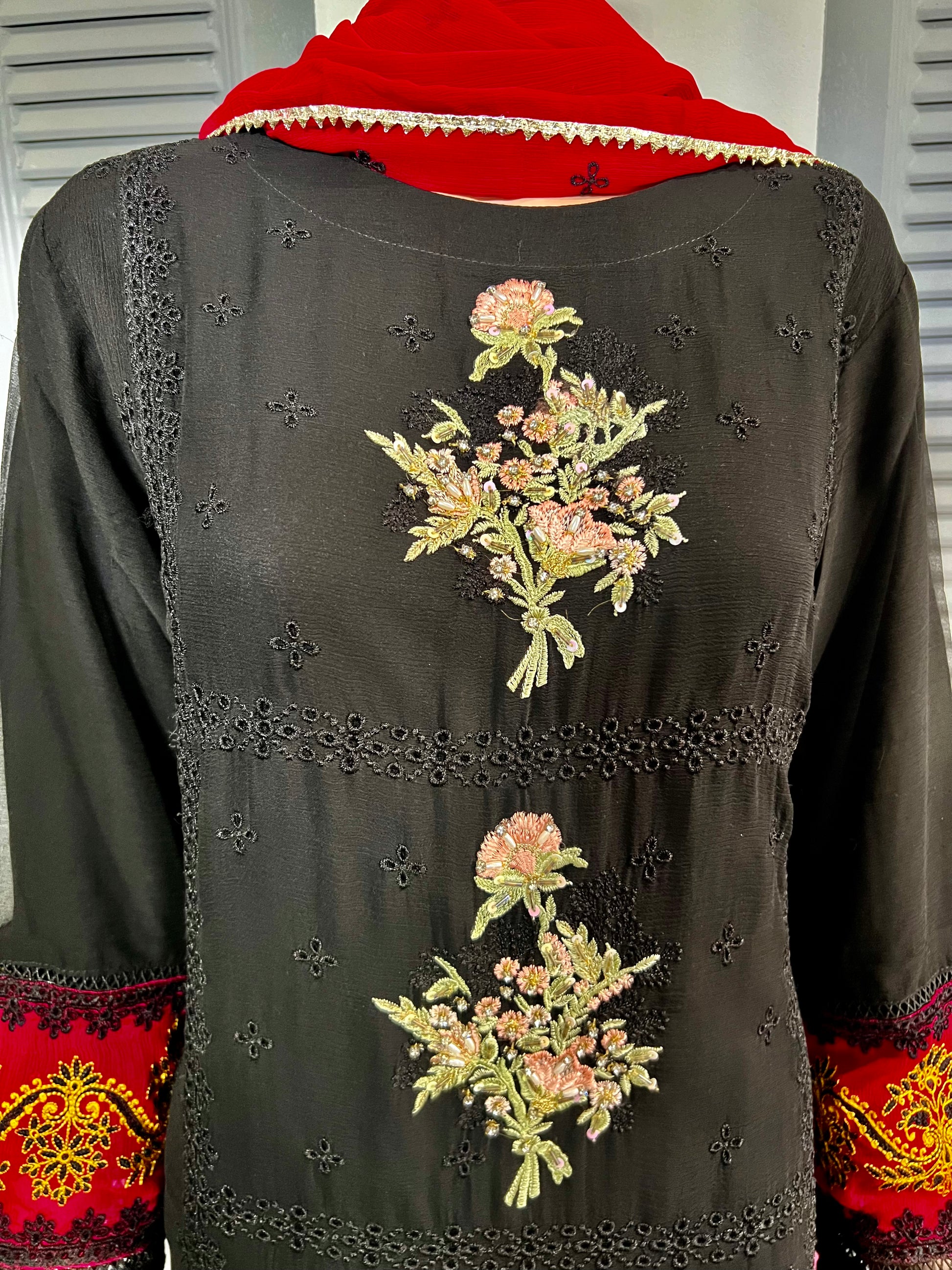 Cotton Chicken Kari Embroidered Suit Riwaj