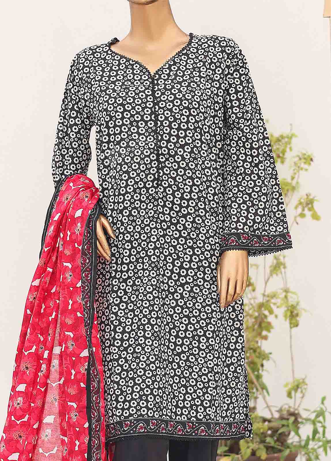 SM-PR-0598- 3 Piece Printed Cotton Suit