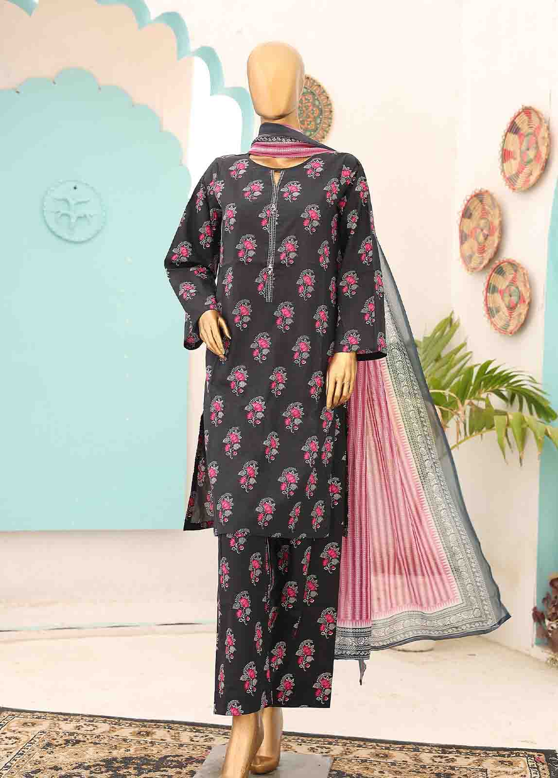 SMCD-0125- 3 Piece Printed Stitched Suit