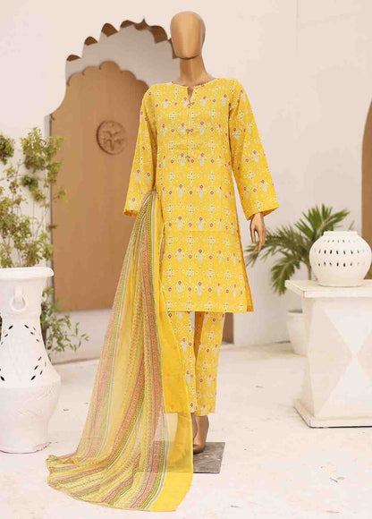 SMCD-082- 3 Piece Printed Cotton Suit