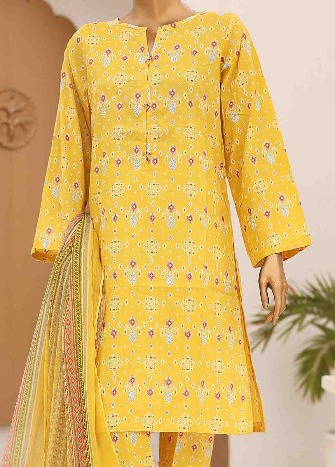 SMCD-082- 3 Piece Printed Cotton Suit