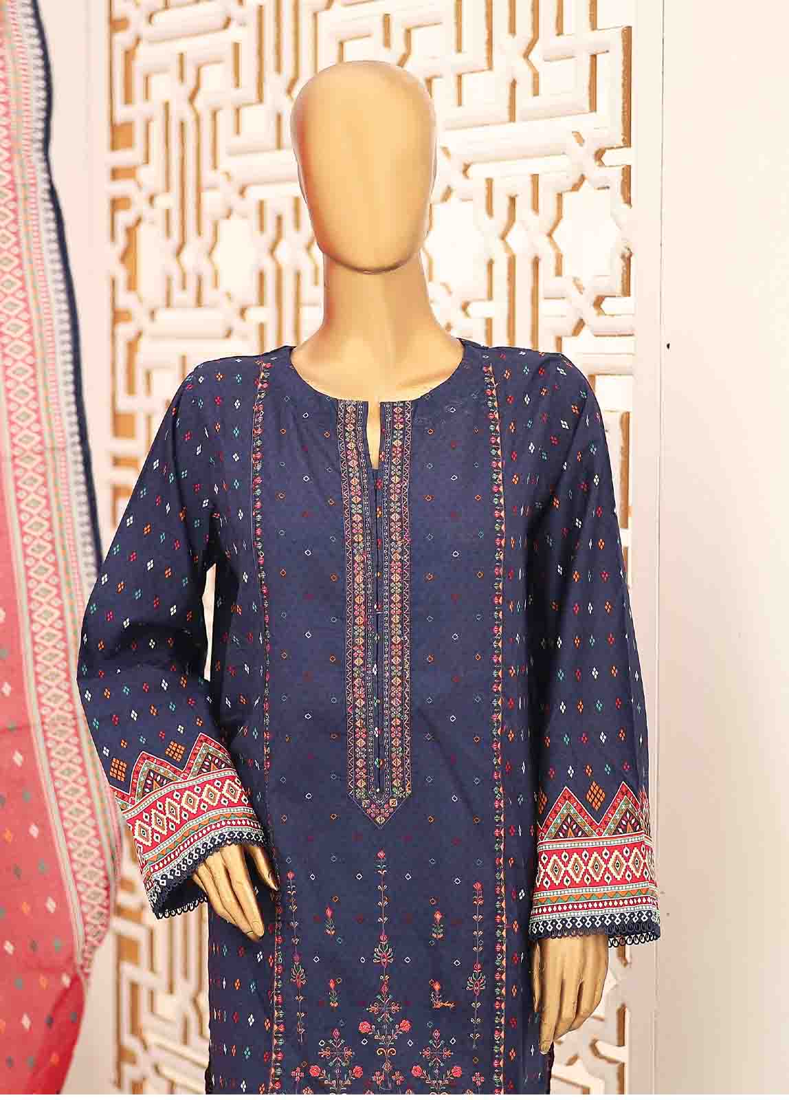 SEMB-038- 3 Piece Cotton Embroidered Suit