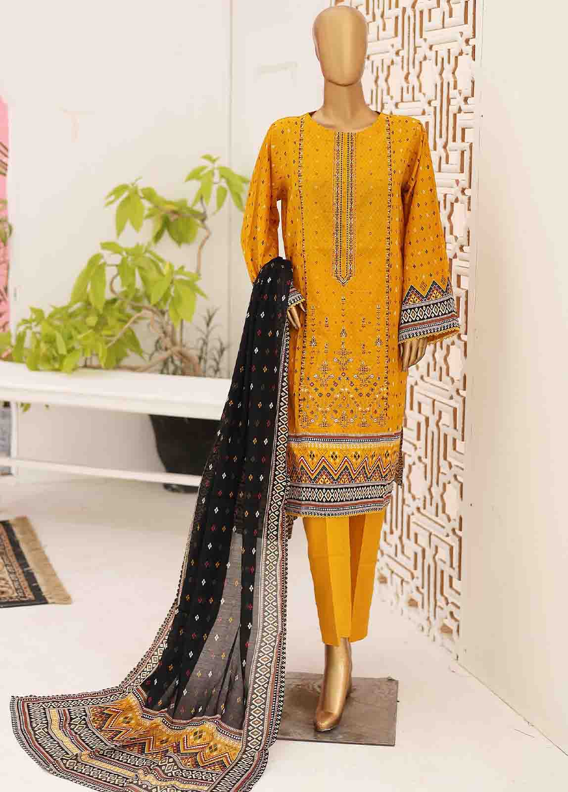 SEMB-039- 3 Piece Cotton Embroidered Suit