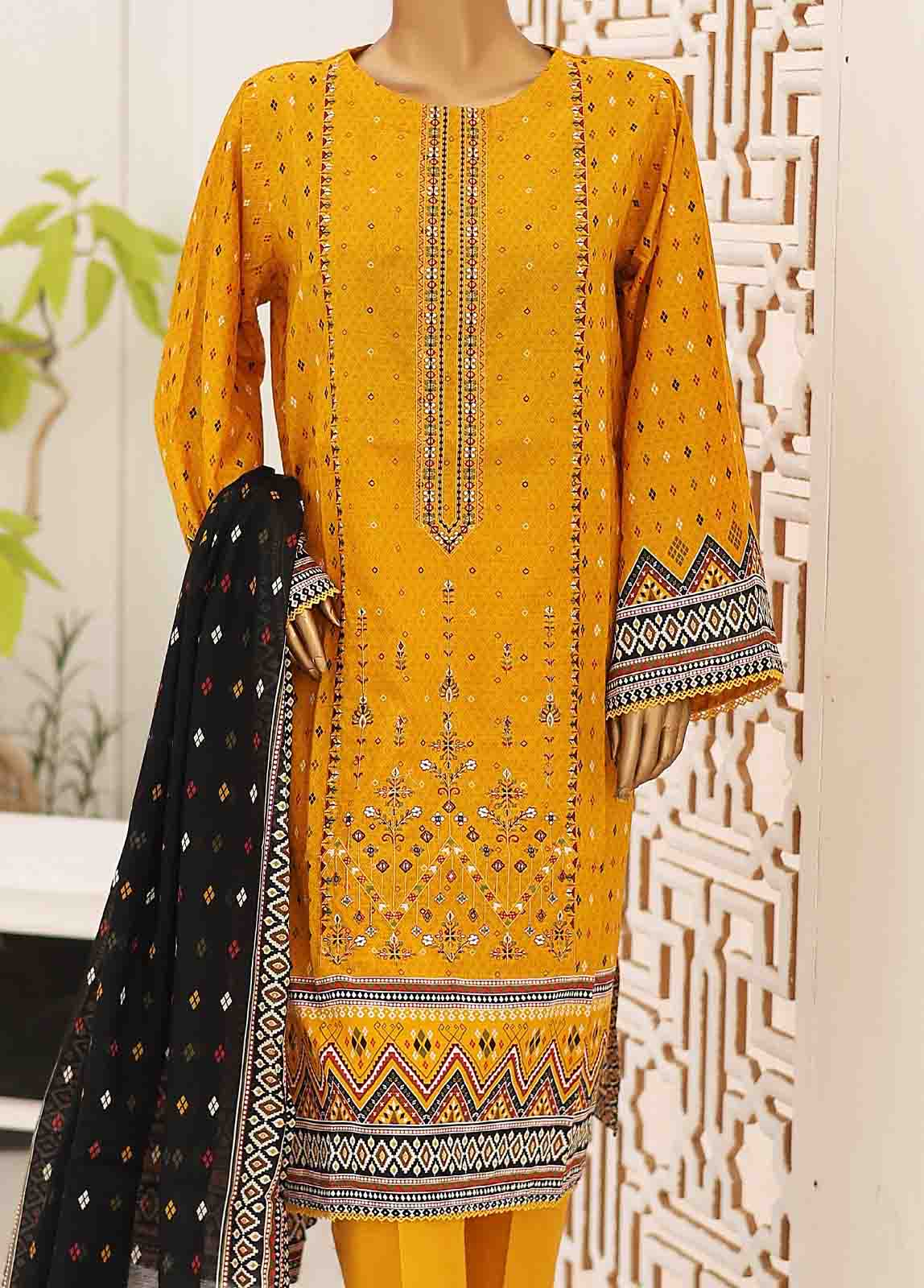 SEMB-039- 3 Piece Cotton Embroidered Suit