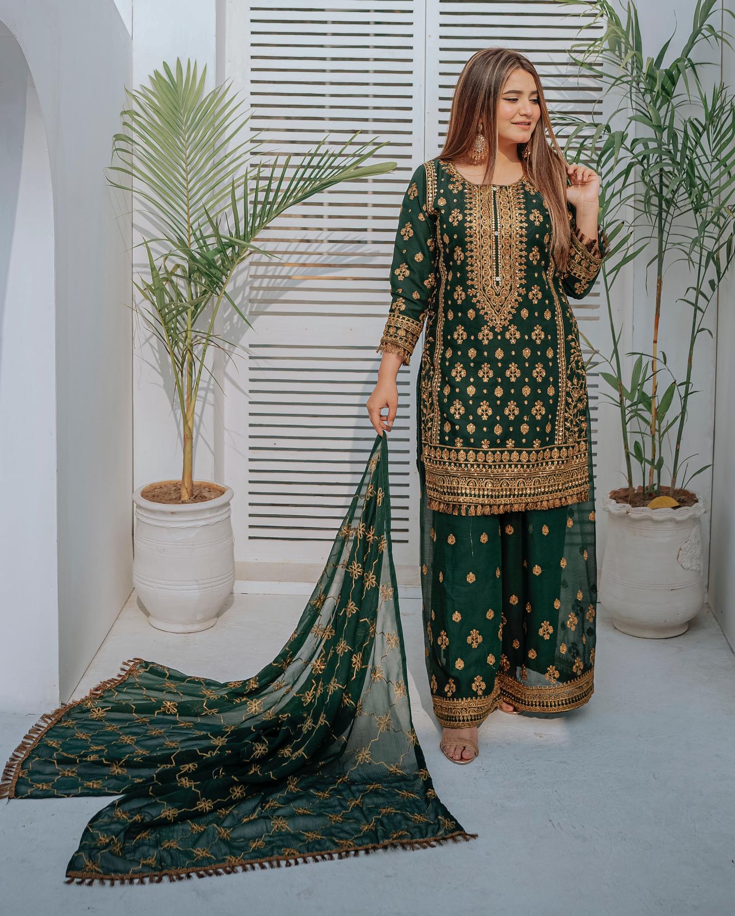 Sana Sofyan Bottle Green by Riwaj Fashions