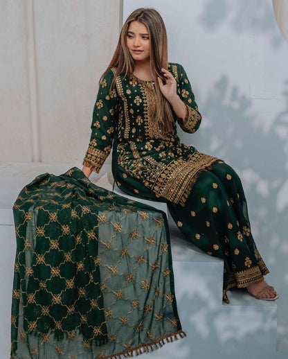 Sana Sofyan Bottle Green by Riwaj Fashions