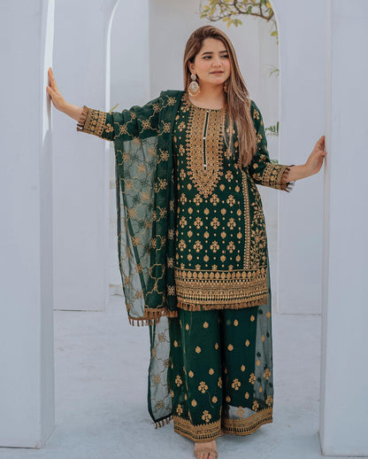 Sana Sofyan Bottle Green by Riwaj Fashions