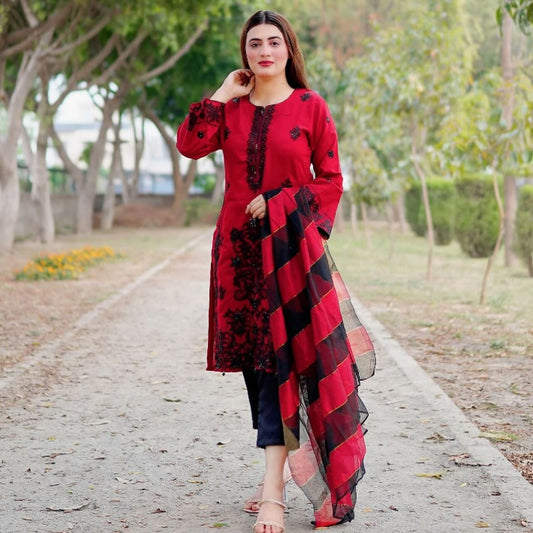 Haya Kurti Red by Riwaj Fashions