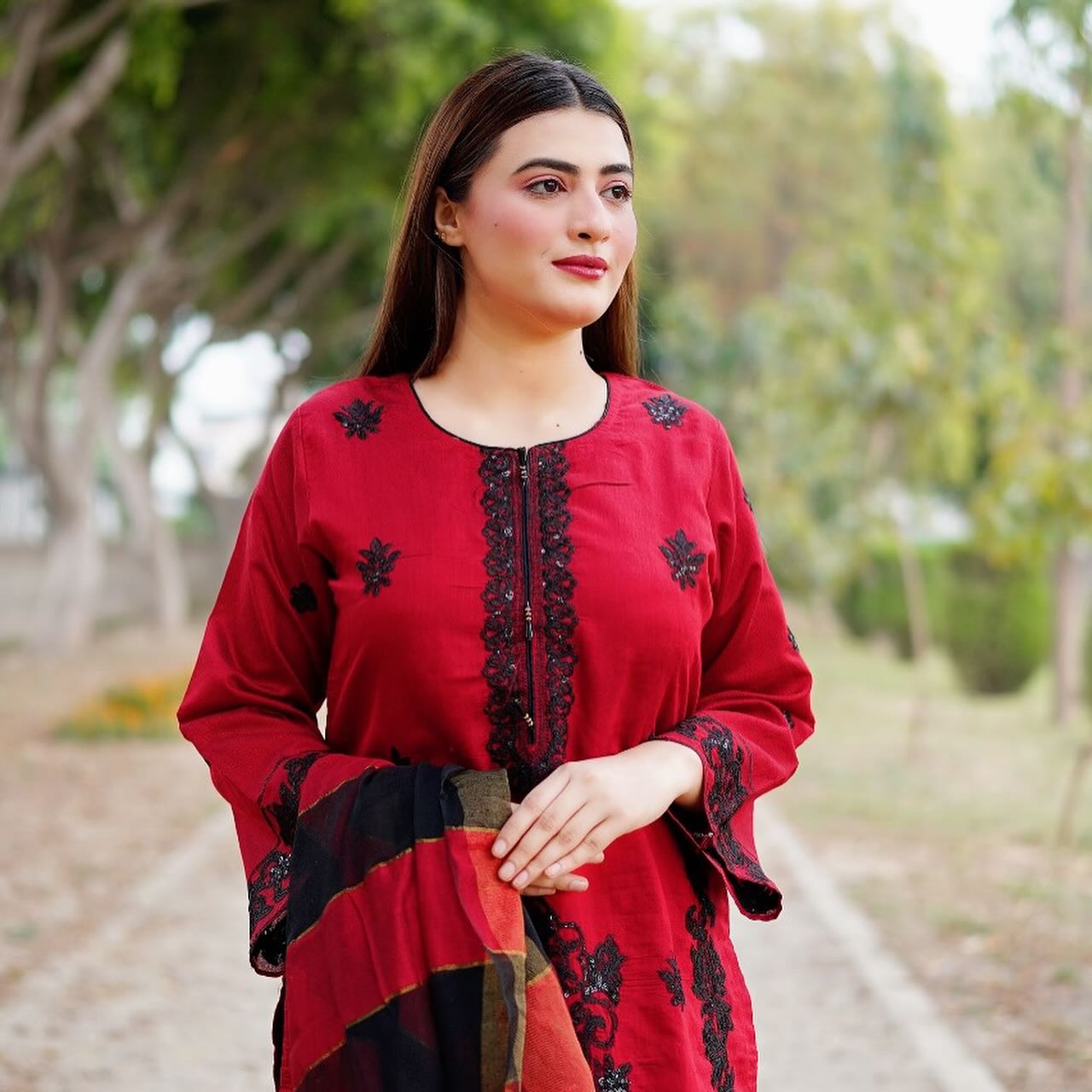 Haya Kurti Red by Riwaj Fashions