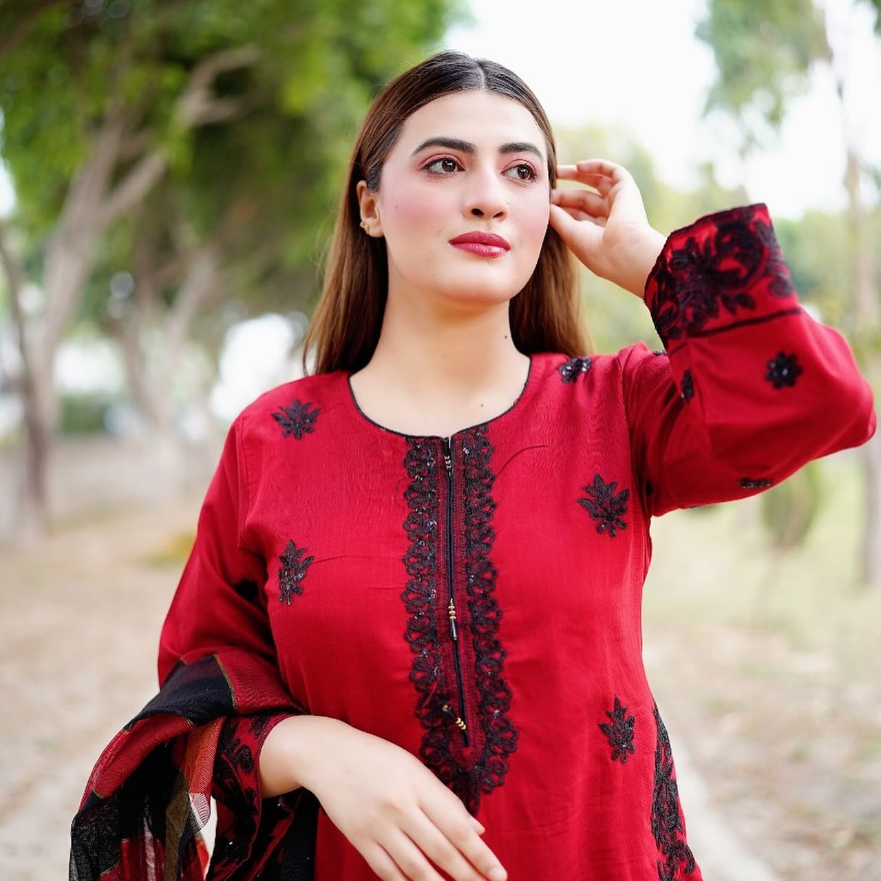 Haya Kurti Red by Riwaj Fashions