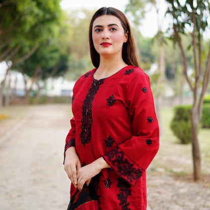 Haya Kurti Red by Riwaj Fashions