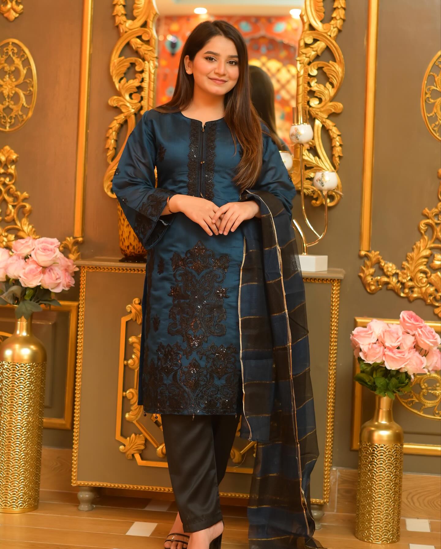 Haya Kurti Navy Blue by Riwaj Fashions