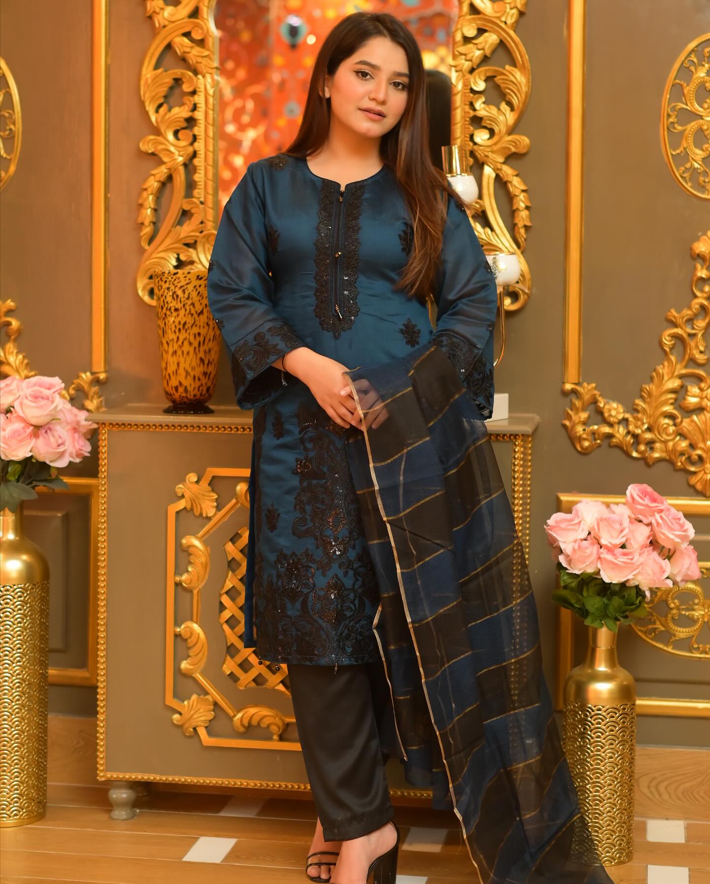 Haya Kurti Navy Blue by Riwaj Fashions