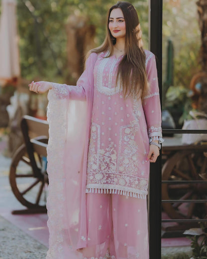 Afsana Attire Baby Pink by Riwaj Fashions