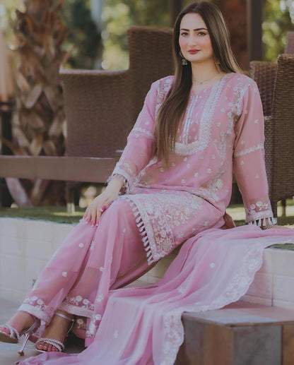 Afsana Attire Baby Pink by Riwaj Fashions