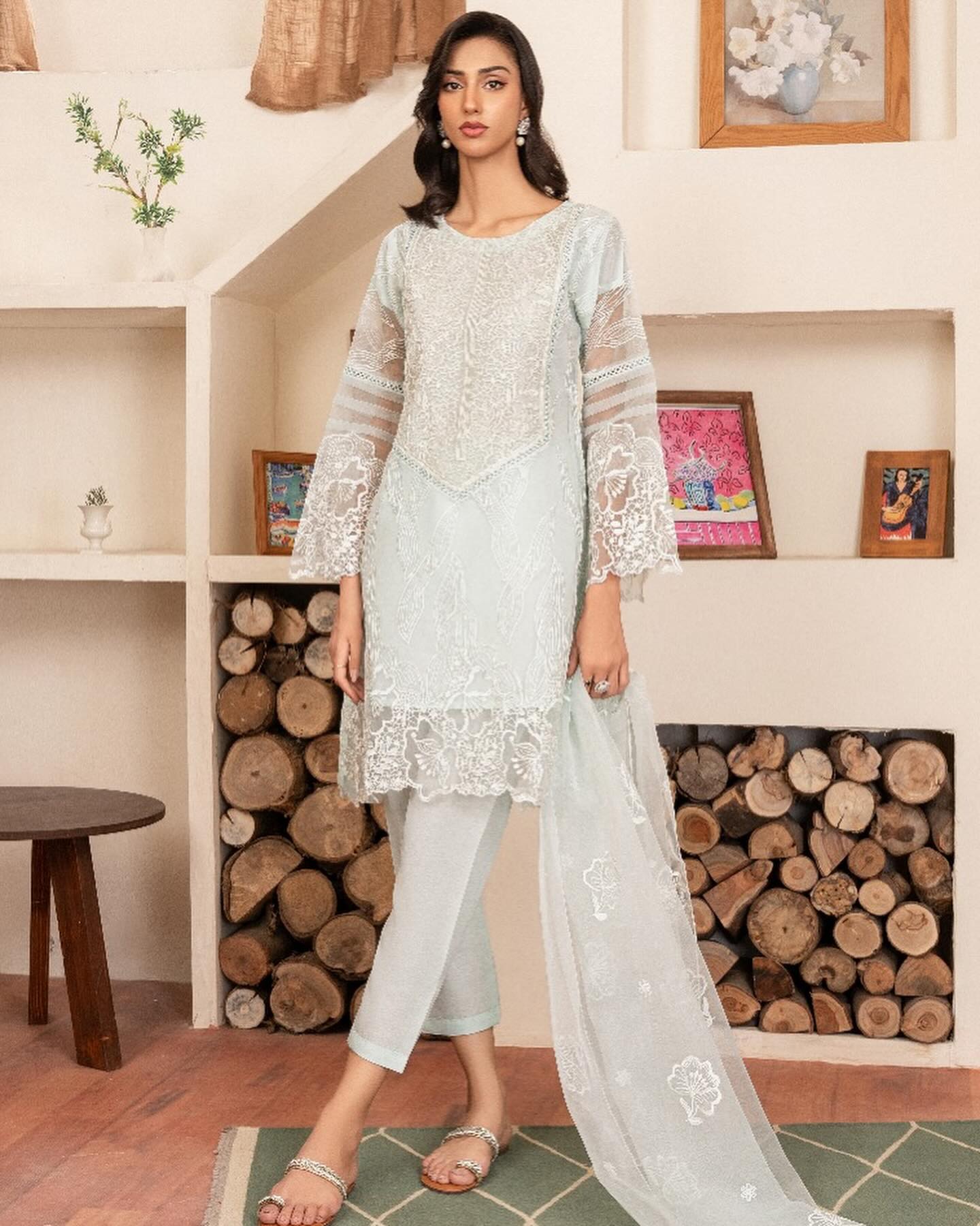 Sitara Ensemble Ice Blue by Riwaj Fashions