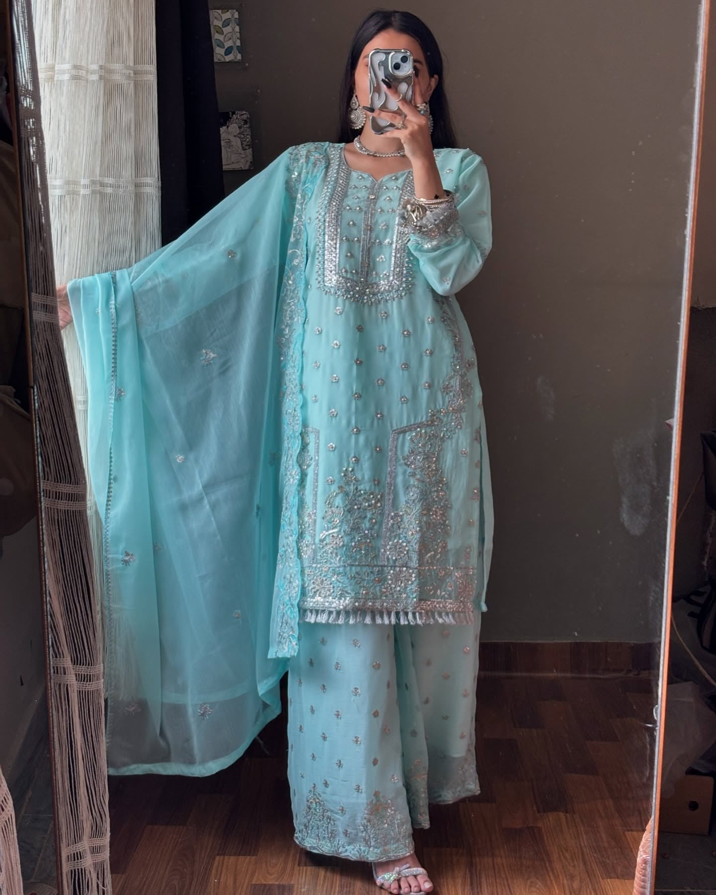 Afsana Attire Ice Blue by Riwaj Fashions