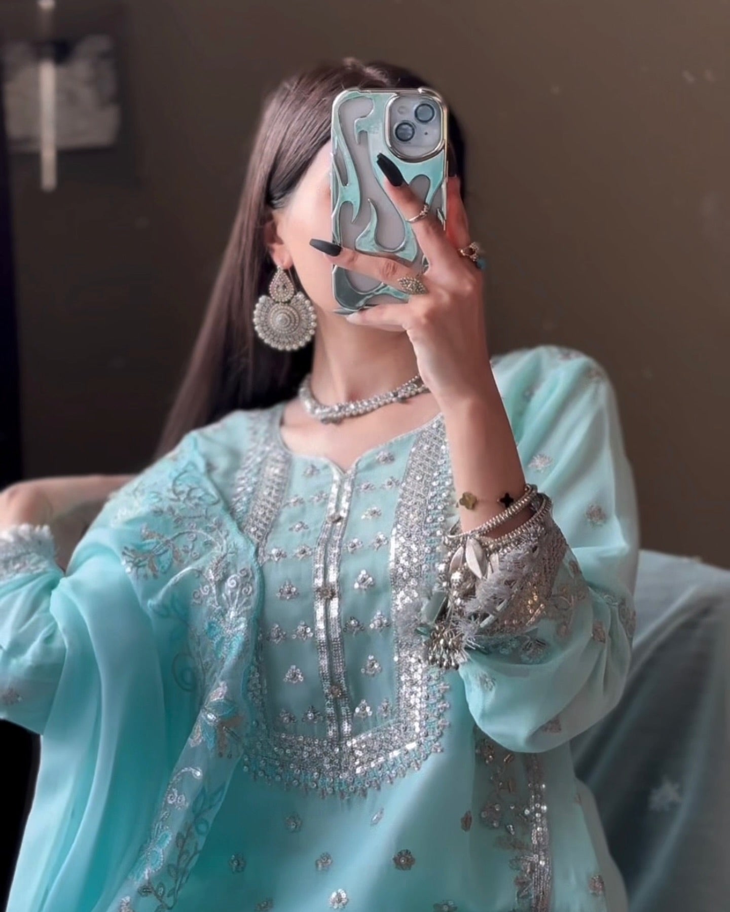 Afsana Attire Ice Blue by Riwaj Fashions