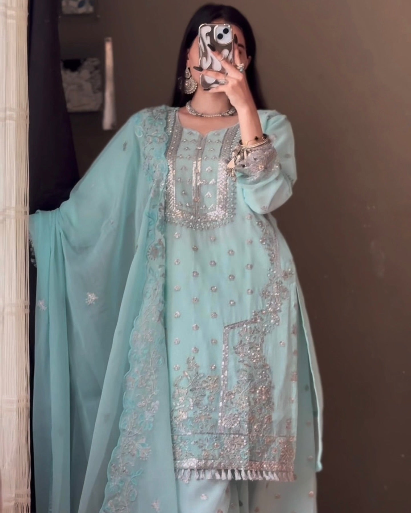 Afsana Attire Ice Blue by Riwaj Fashions