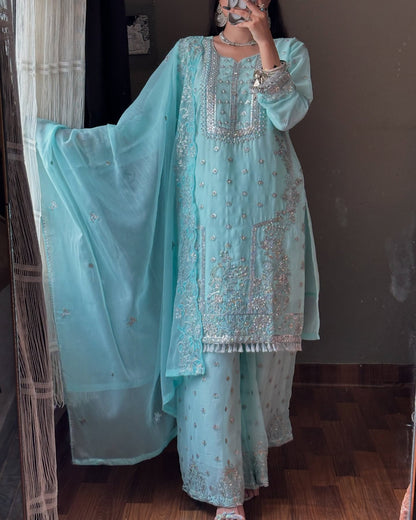 Afsana Attire Ice Blue by Riwaj Fashions