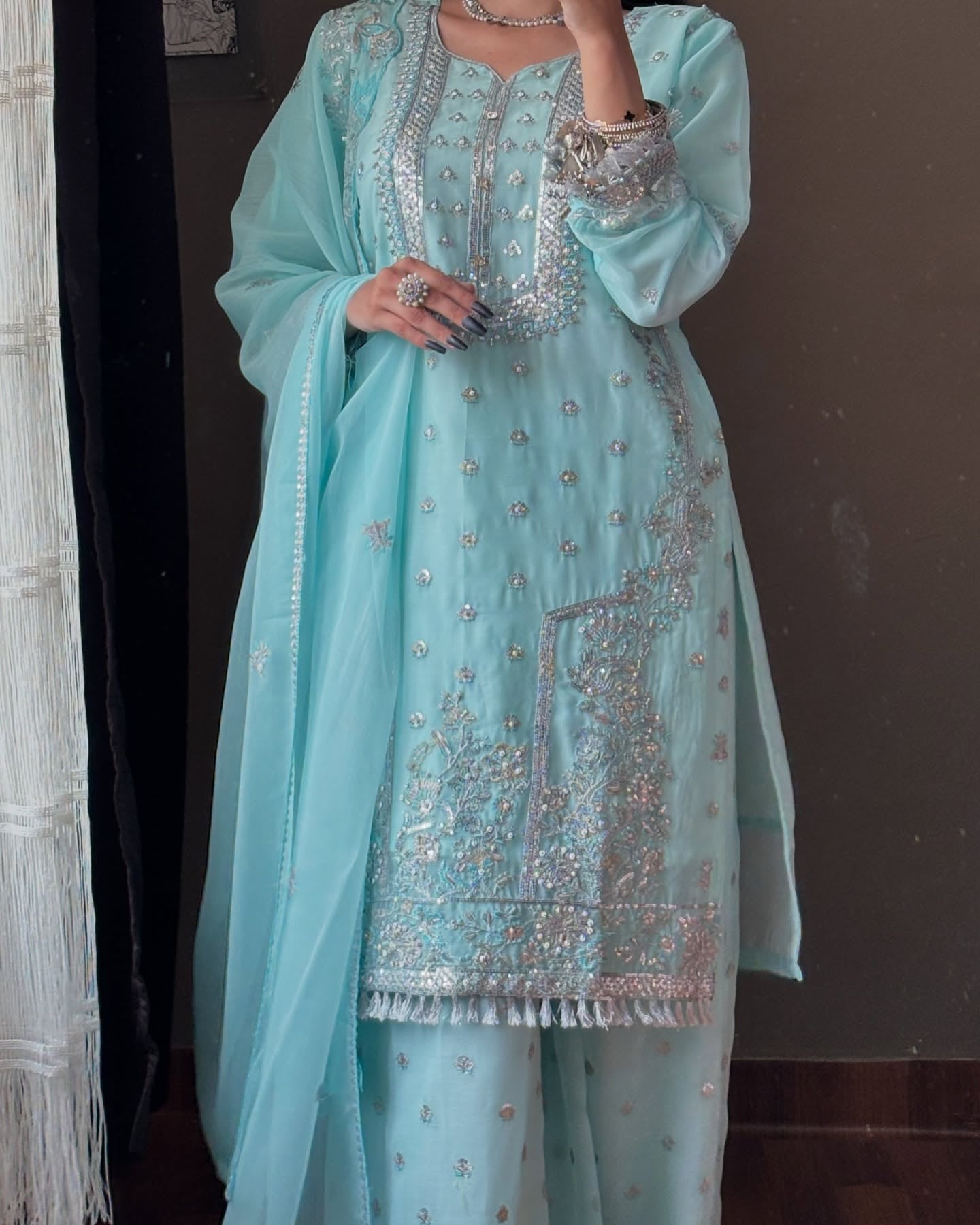 Afsana Attire Ice Blue by Riwaj Fashions