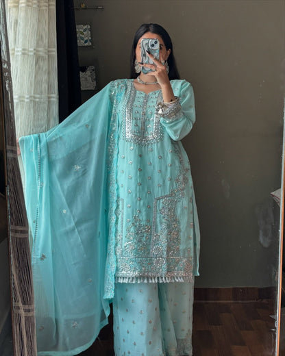 Afsana Attire Ice Blue by Riwaj Fashions