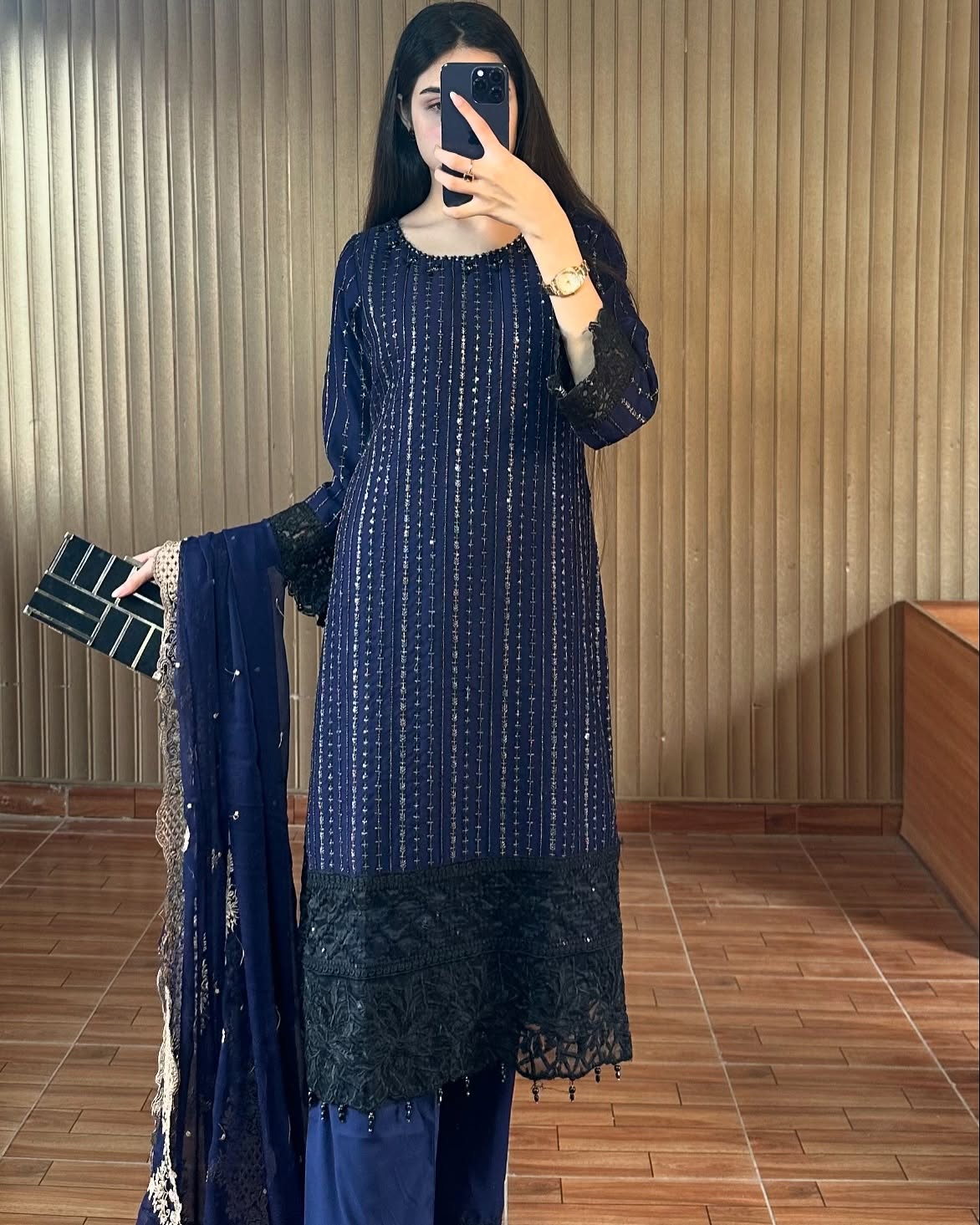 Jahan Ara Navy Blue by Riwaj Fashions