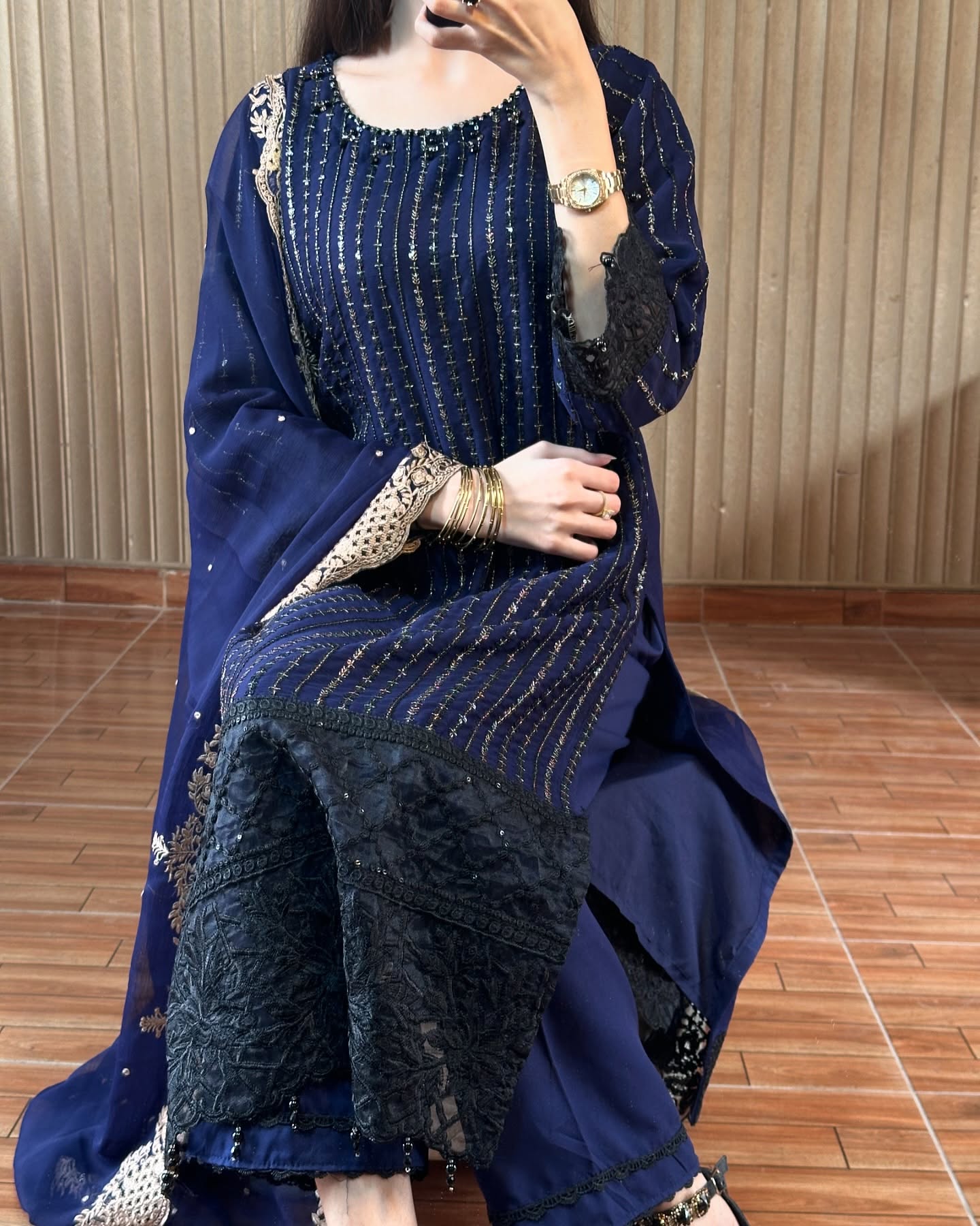 Jahan Ara Navy Blue by Riwaj Fashions