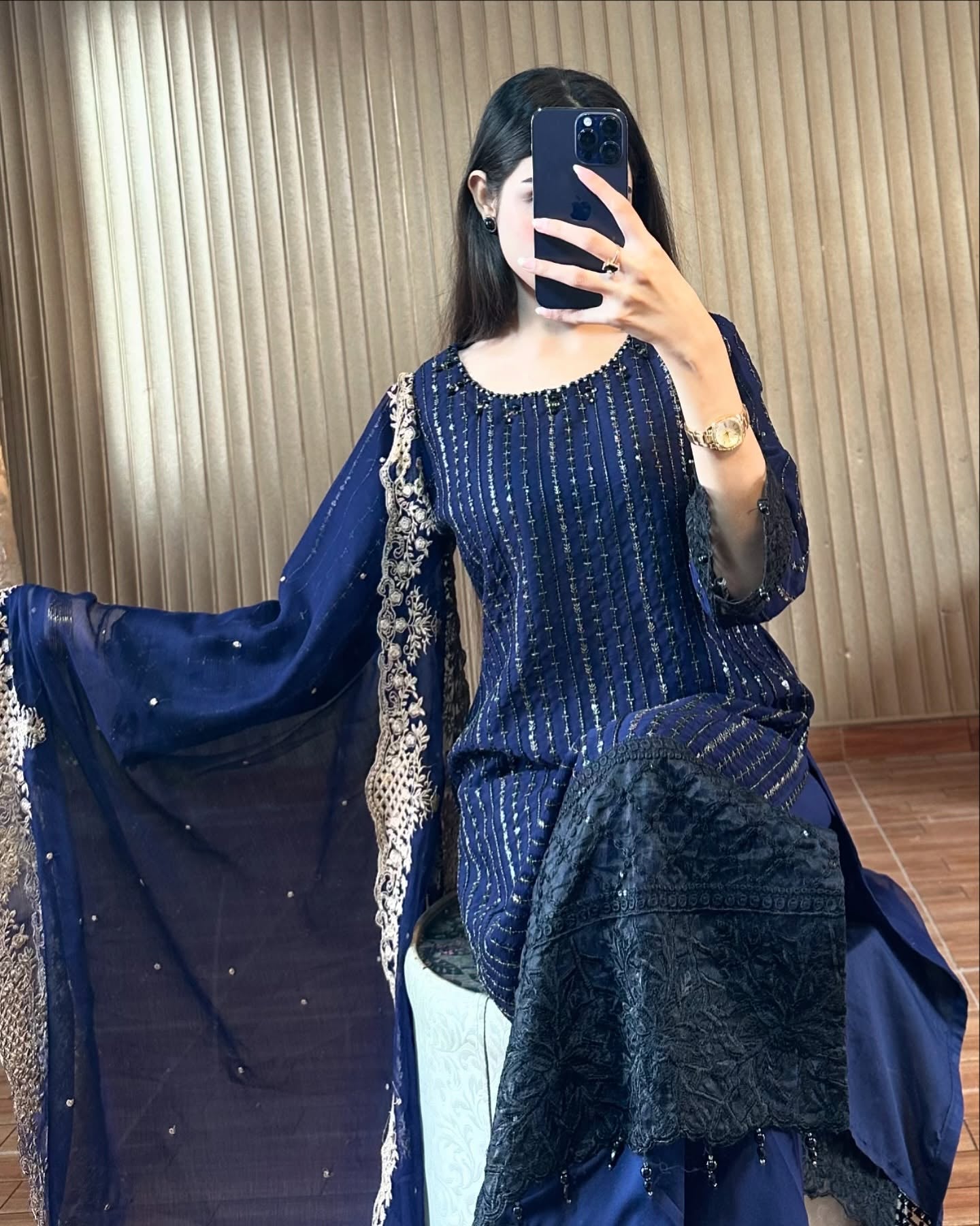 Jahan Ara Navy Blue by Riwaj Fashions