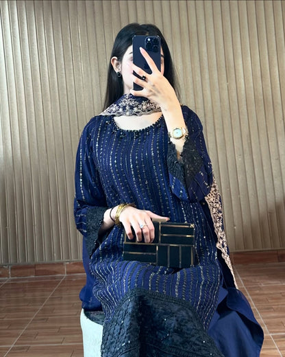 Jahan Ara Navy Blue by Riwaj Fashions