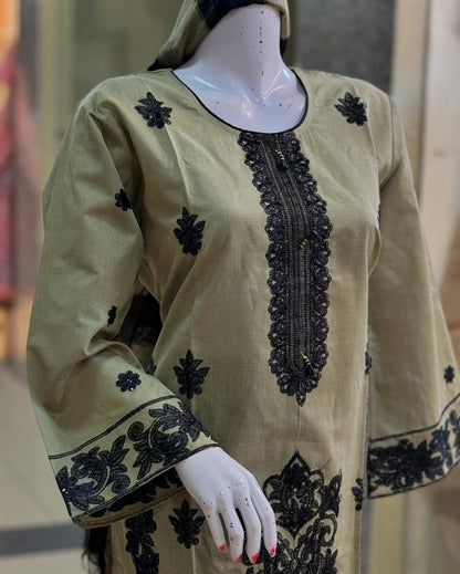 Haya Kurti Olive by Riwaj Fashions