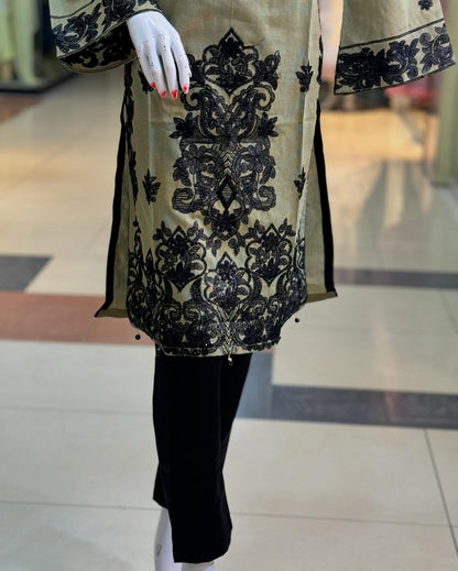 Haya Kurti Olive by Riwaj Fashions