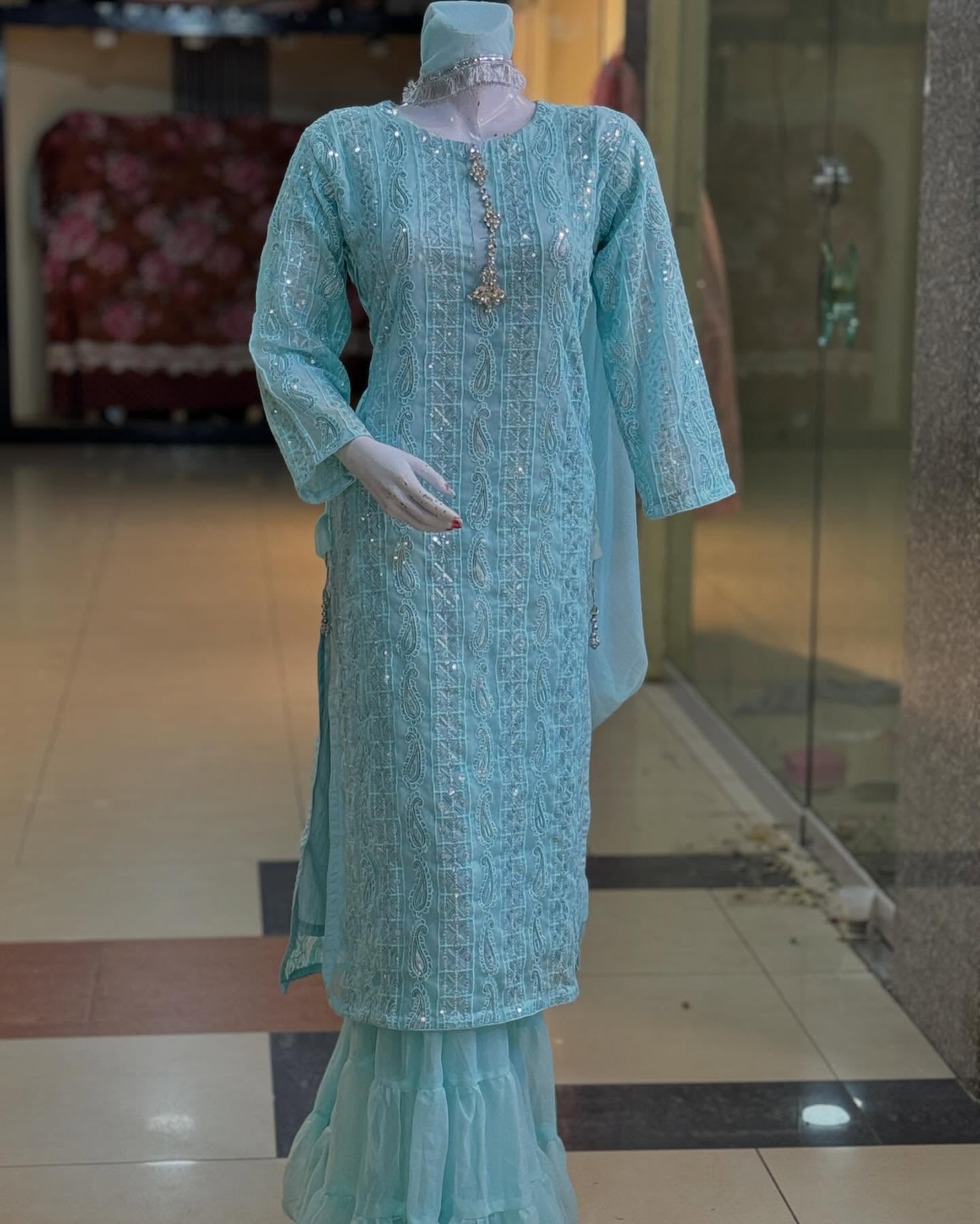 ZarPoshak Ice Blue by Riwaj Fashions