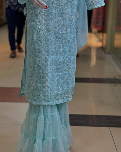 ZarPoshak Ice Blue by Riwaj Fashions