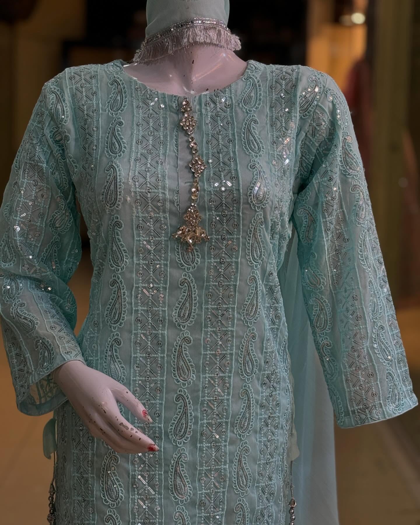 ZarPoshak Ice Blue by Riwaj Fashions